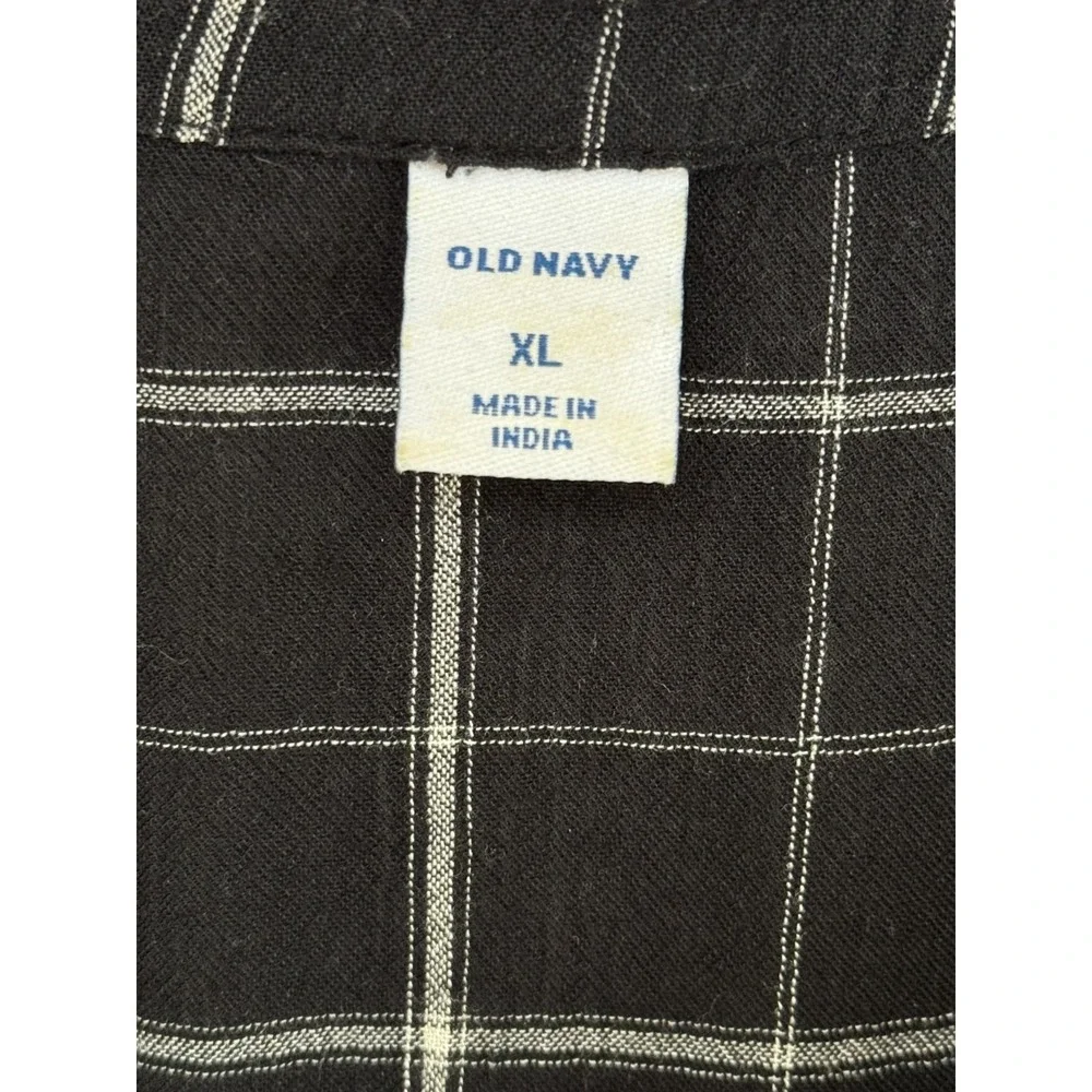 Old Navy Black Windowpane Plaid Midi Dress XL Tiered Empire Waist Prairie